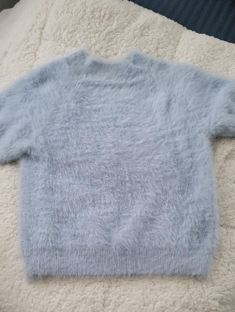 Anthropologie Pilcro Eyelash Short-Sleeve Sweater Light Blue Medium - Picture 3 of 5